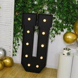 Giant LED Marquee Light Up Letter U, Black 4ft Pre-Cut Foam Board with 10 Warm White