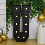 Giant LED Marquee Light Up Letter U, Black 4ft Pre-Cut Foam Board with 10 Warm White