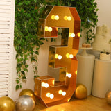 Giant LED Marquee Light Up Number, Gold 4ft Pre-Cut Foam Board with 10 Warm White Battery