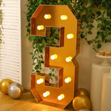 Giant LED Marquee Light Up Number, Gold 4ft Pre-Cut Foam Board with 10 Warm White Battery