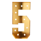 Giant LED Marquee Light Up Number, Gold 4ft Pre-Cut Foam Board with 10 Warm White Battery#whtbkgd