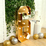 Giant LED Marquee Light Up Number, Gold 4ft Pre-Cut Foam Board with 10 Warm White Battery