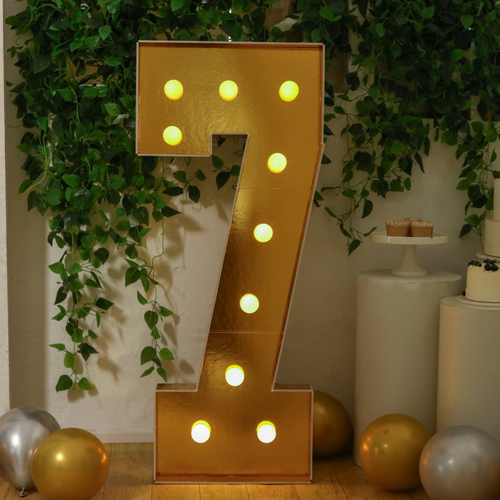 Giant LED Marquee Light Up Number, Gold 4ft Pre-Cut Foam Board with 10 Warm White Battery