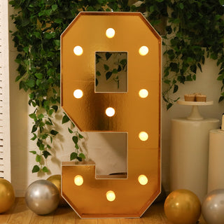 4ft Gold LED Marquee Number 9