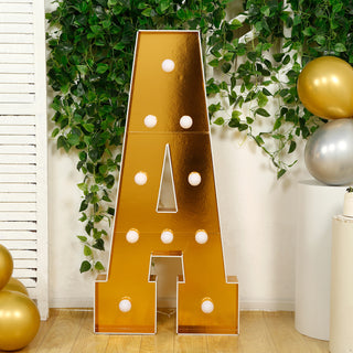 4ft Gold Marquee Letter A Light Up Sign