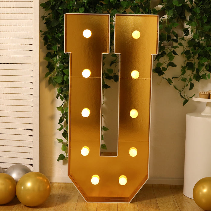 Giant LED Marquee Light Up Letter Gold 4ft Pre-Cut Foam Board with 10 Warm White