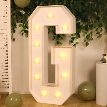 Giant LED Marquee Light Up Letter "G", White 4ft Pre-Cut Foam Board with 10 Warm White Battery Operated LEDs, Glue Gun and Sticks