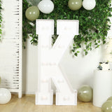 4ft White Large Marquee Light Up Letter K Mosaic Balloon Frame Pre-Cut Foam Board 10 Warm White