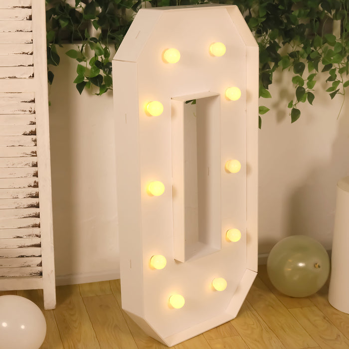 4ft White Large Marquee Light Up Letter O Mosaic Balloon Frame Pre-Cut Foam Board 10 Warm White