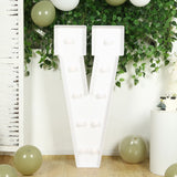 4ft White Large Marquee Light Up Letter V Mosaic Balloon Frame Pre-Cut Foam Board 10 Warm White