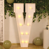 4ft White Large Marquee Light Up Letter V Mosaic Balloon Frame Pre-Cut Foam Board 10 Warm White