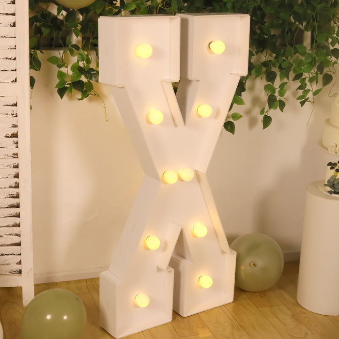 4ft White Large Marquee Light Up Number X Mosaic Balloon Frame Pre-Cut Foam Board 10 Warm White