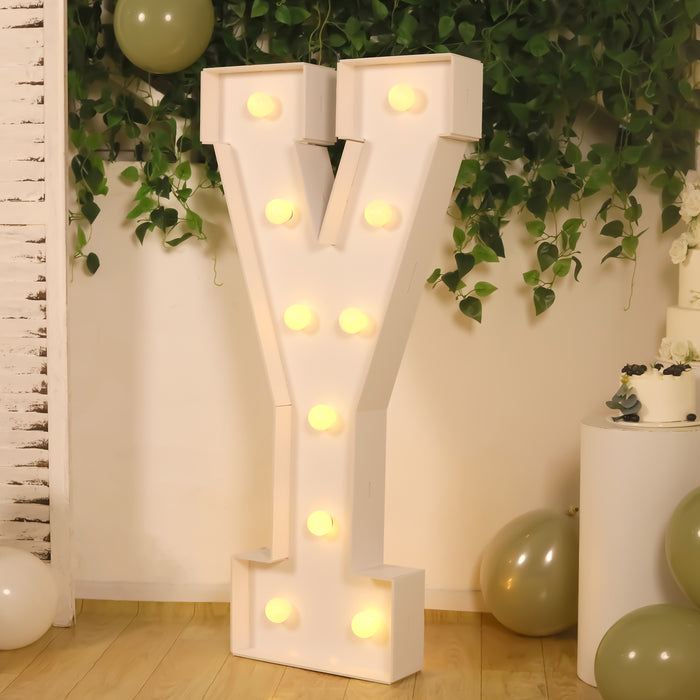 4ft White Large Marquee Light Up Number Y Mosaic Balloon Frame Pre-Cut Foam Board 10 Warm White