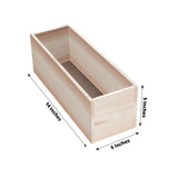 Tan Rectangular Wood Planter Box Set, Plant Holder With Removable Plastic Liners - 14x5inch