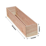 Tan Rectangular Wood Planter Box Set, Plant Holder With Removable Plastic Liners - 30x6inch