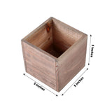 2 Pack | 5" Natural Square Unfinished Wooden Planter Box With Removable Plastic Liners
