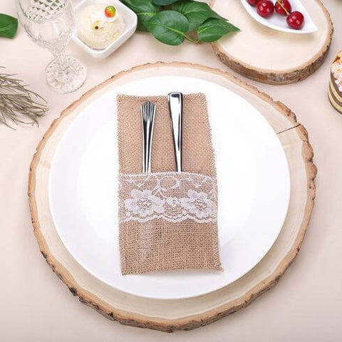 Wooden place card holders on a tray