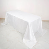 90"x132" White Accordion Crinkle Taffeta Seamless Rectangular Tablecloth for 6 Foot Table With Floor-Length Drop