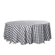 Buffalo Plaid Tablecloths | 108 Round | White/Black | Checkered Gingham Polyester Tablecloth