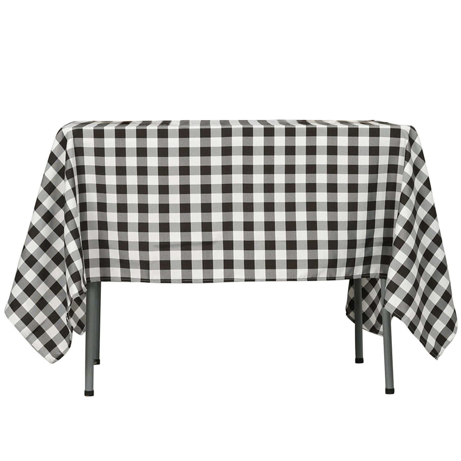 Buffalo Plaid Tablecloth | 54"x54" Square | White/Black | Checkered Gingham Polyester Tablecloth