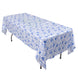 60"x102" White Blue Seamless Satin Rectangular Tablecloth in French Toile Floral Pattern
