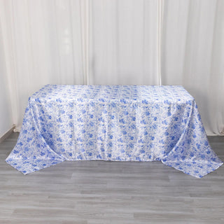 Elevate Your Event Decor with the White Blue Chinoiserie Floral Tablecloth