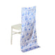 White Blue Satin Chiavari Chair Slipcover in French Toile Floral Print