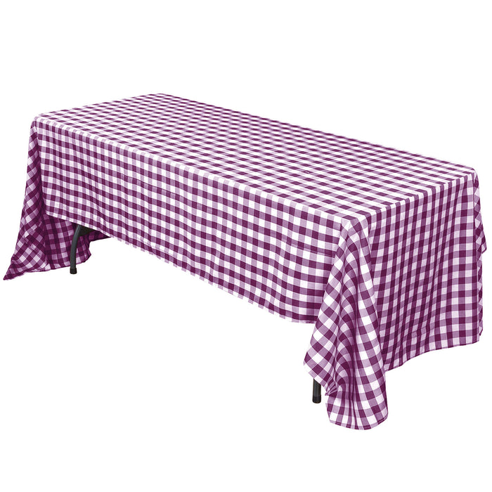 Buffalo Plaid Tablecloth | 60x102 Rectangular | White/Burgundy | Checkered Polyester Linen Tableclot