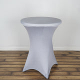 White Highboy Spandex Cocktail Table Cover, Fitted Stretch Tablecloth for 24"-32" Dia High Top Table