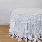 17FT White Curly Willow Taffeta Table Skirt