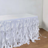 17FT White Curly Willow Taffeta Table Skirt