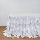 17FT White Curly Willow Taffeta Table Skirt