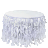 17FT White Curly Willow Taffeta Table Skirt