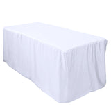 6FT White Fitted Polyester Rectangular Table Cover