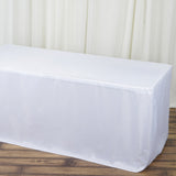 4ft White Fitted Polyester Rectangular Table Cover