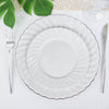 12 Pack | 7.5inch White Flair Rim Disposable Salad Plates, Plastic Dessert Appetizer Plates

