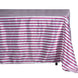 60"x126" White/Fuchsia Striped Satin Tablecloth
