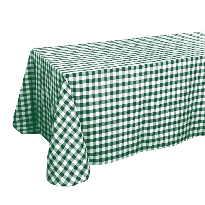 Buffalo Plaid Tablecloths | 90"x156" Rectangular | White/Green | Checkered Polyester Linen Tableclot