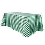 Buffalo Plaid Tablecloths | 90"x132" Rectangular | White/Green | Checkered Polyester Linen Tableclot