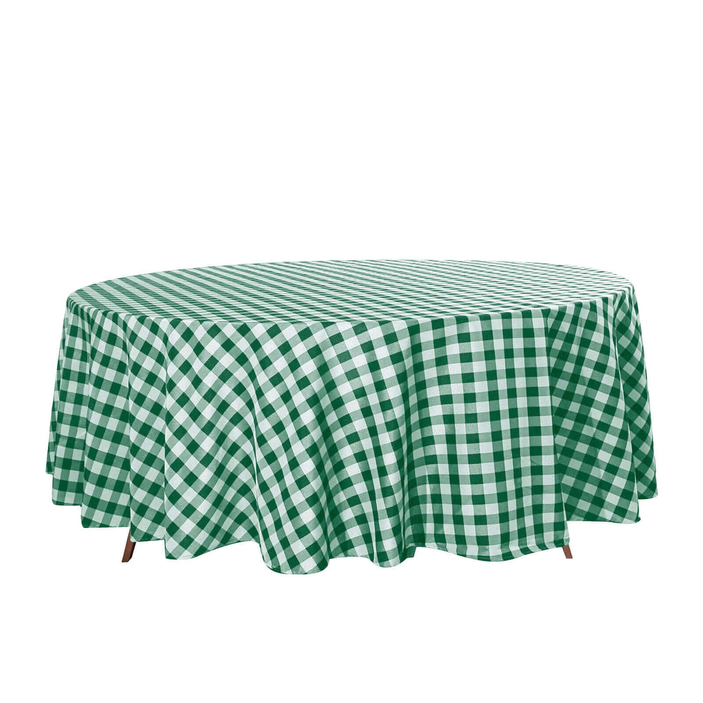 108 In White/Green Checkered Polyester Tablecloth