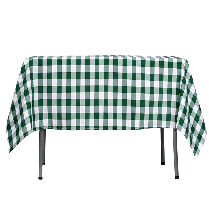 Buffalo Plaid Tablecloths | 54"x54" Square | White/Green | Checkered Gingham Polyester Tablecloth
