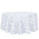 120inch White 3D Leaf Petal Taffeta Fabric Round Tablecloth