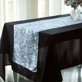 12x108inch White 3D Leaf Petal Taffeta Fabric Table Runner