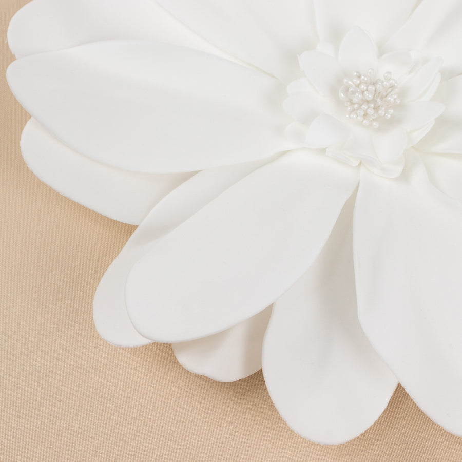 4 Pack | 12" White Life-Like Soft Foam Craft Dahlia Flower Heads