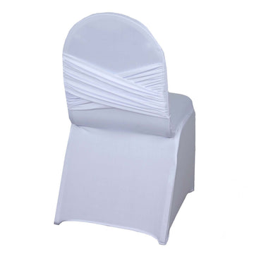 White Madrid Spandex Fitted Banquet Chair Cover - 180 GSM