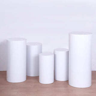 Elevate Your Décor with White Metal Cylinder Prop Pedestal Stands