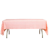 5 Pack White Pink Rectangular Waterproof Plastic Tablecloths in Buffalo Plaid Style