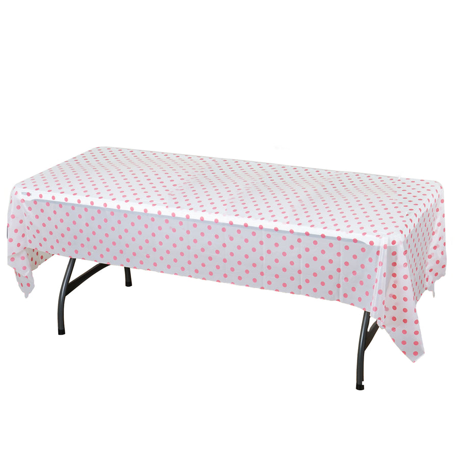 54" x 108" 10 Mil Thick Perky Polka Dots Waterproof Tablecloth PVC Rectangle Disposable Tablecloth -