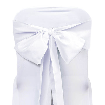 5 Pack 6"x108" White Polyester Chair Sashes