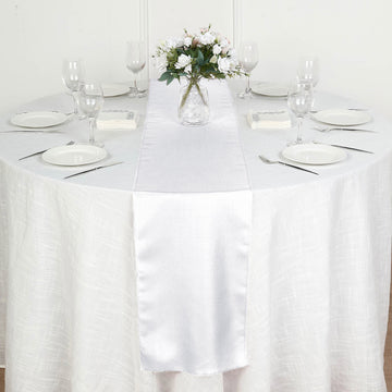 12"x108" White Polyester Table Runner